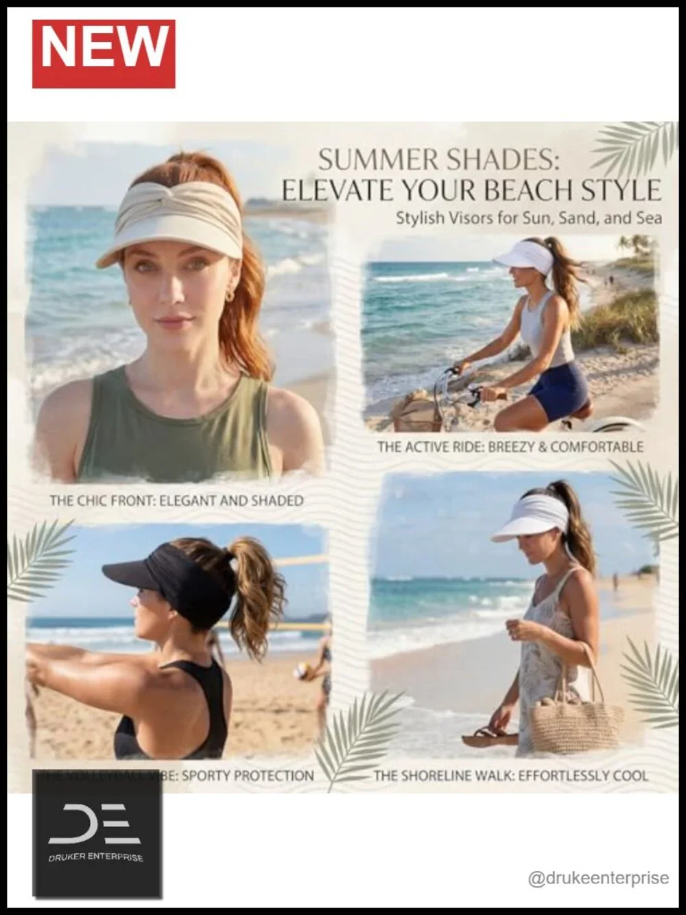 3 Pack Sun Visor Hats UPF50+ Polyester Large Brim Ponytail Golf Hat